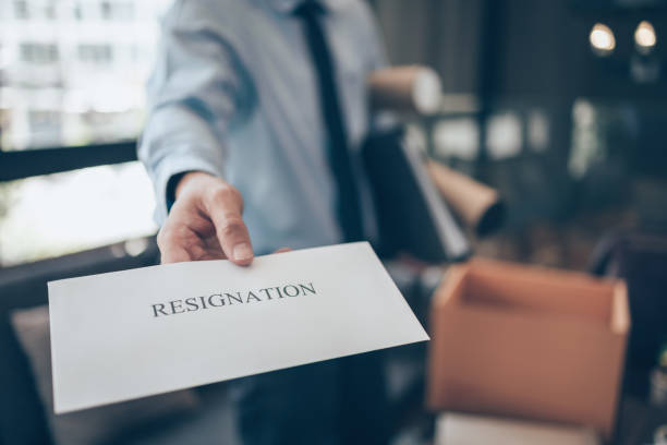 Businessman sending and showing resignation letter to employer boss. Quiting a job, businessman fired or leave a job concpet. Businessman sending and showing resignation letter to employer boss. Quiting a job, businessman fired or leave a job concpet. quitting a job photos stock pictures, royalty-free photos & images