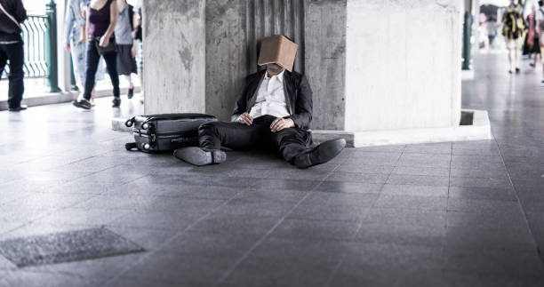 Businessman with stress situation for money, Businessman have no money unemployed and Bankrupt concept,  broken suitcase stock pictures, royalty-free photos & images