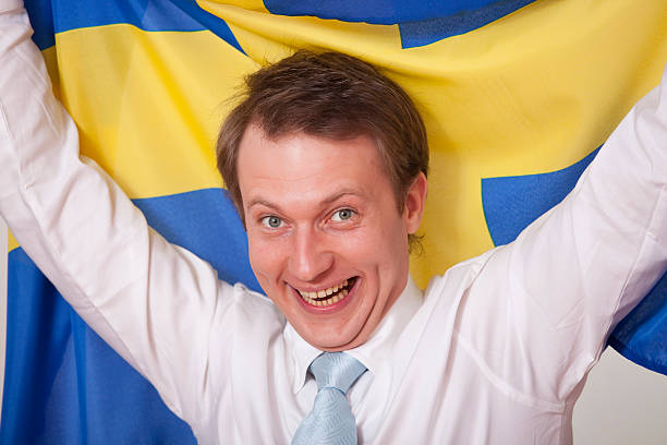 businessman with sweden flag - val sverige bildbanksfoton och bilder