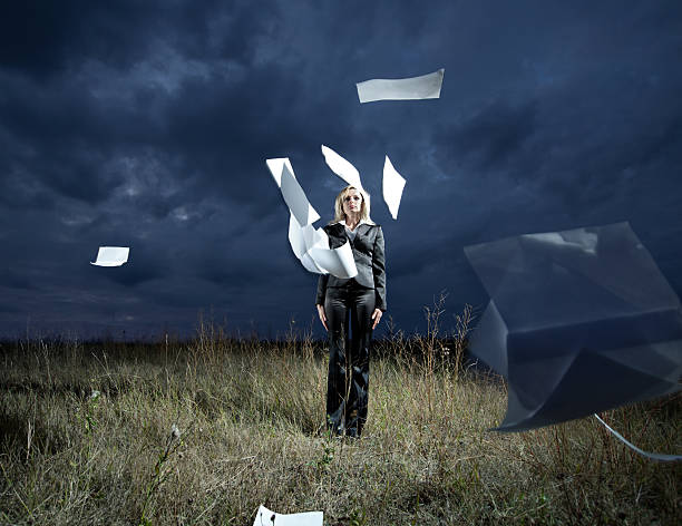 Businesswoman in the field stock photo