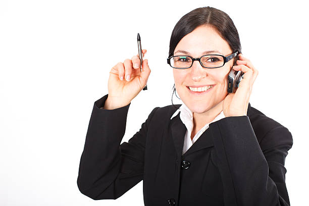 Businesswoman on cell phone stock photo