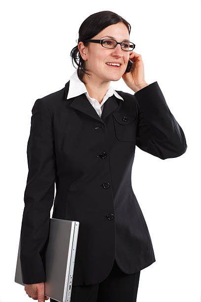 Businesswoman talking stock photo