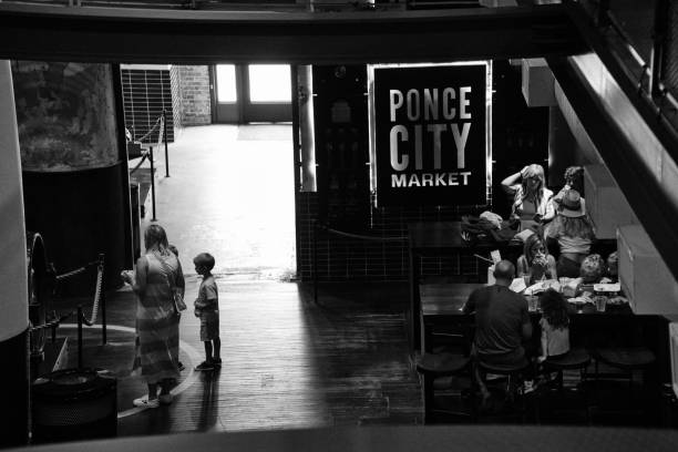 Bustling Ponce City market on Atlanta Belt Line in Atlanta , GA stock photo