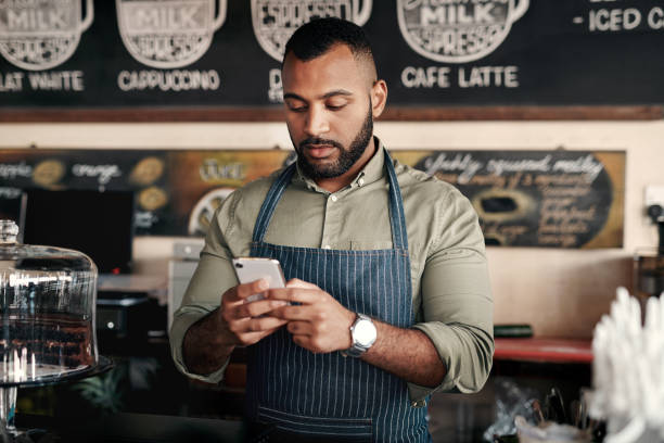 A busy entrepreneur needs to stay connected stock photo