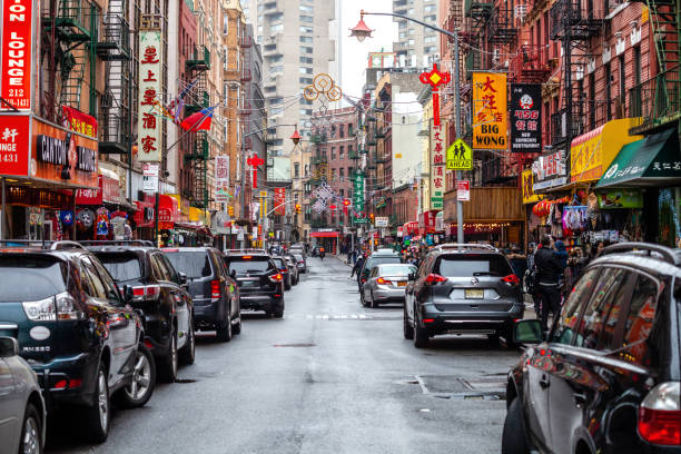 Busy streets of Chinatown in New York City Busy streets of Chinatown in New York City, USA chinatown stock pictures, royalty-free photos & images