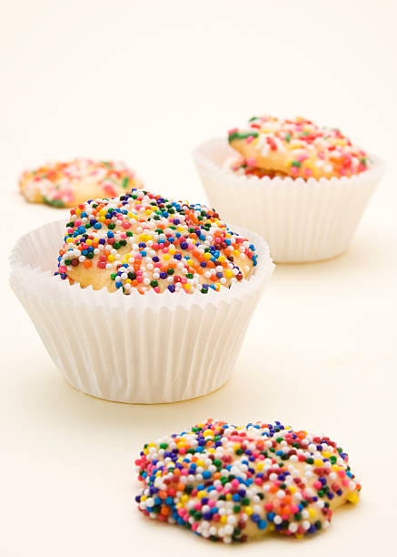 Butter Cookies Topped with Sprinkles stock photo