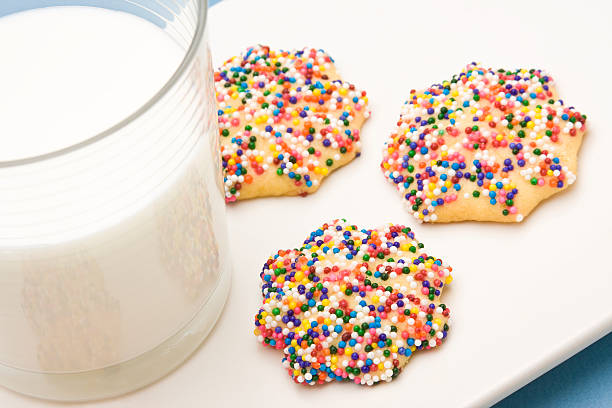 Butter Cookies Topped with Sprinkles stock photo