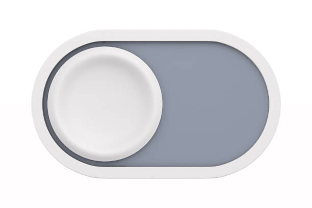 botón sobre fondo blanco. ilustración 3d aislada - interruptor fotografías e imágenes de stock