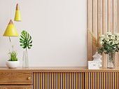 istock Cabinet mockup in modern empty room,white wall. 1337541922