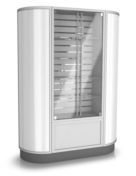 Cabinet With Glass Doors With Semicircular Side Panels Stock Photo