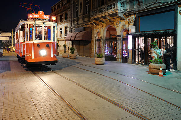 cable car in beyoglu, istanbul, turkey - istiklal caddesi bildbanksfoton och bilder