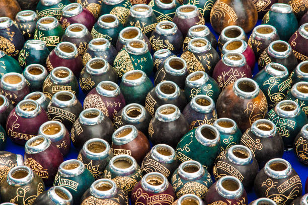 Calabashes (mate cups). Buenos Aires, Argentina stock photo