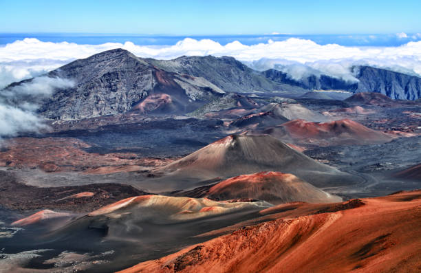 Caldera of the Haleakala volcano HDR (Maui, Hawaii) stock photo