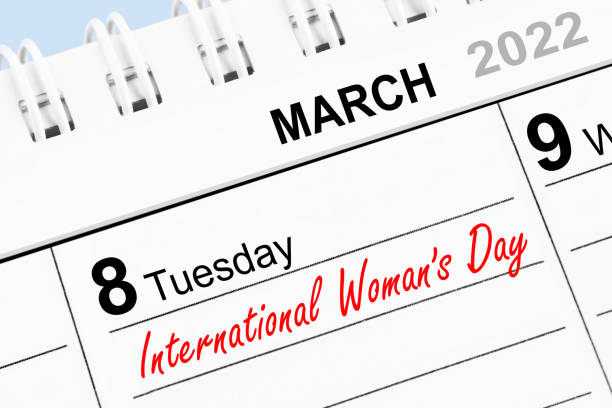 Calendar 2022 March 8  International Woman's Day  Tuesday stock photo