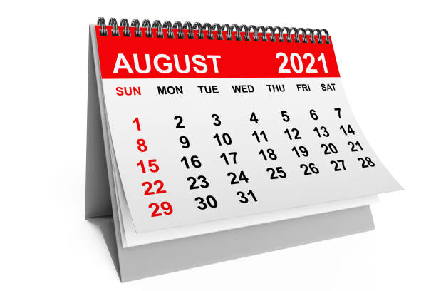 Calendar August 2021. 3d rendering stock photo
