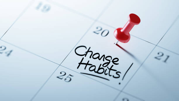 calendar concept - change habits imagens e fotografias de stock