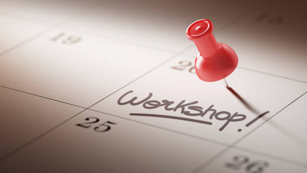 Calendar Concept with a red pin stock photo