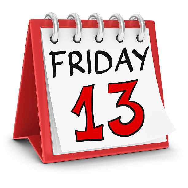 Calendar - Friday the 13th 3d render.  Calendar Friday the 13th isolated on white background. friday the 13th stock pictures, royalty-free photos & images