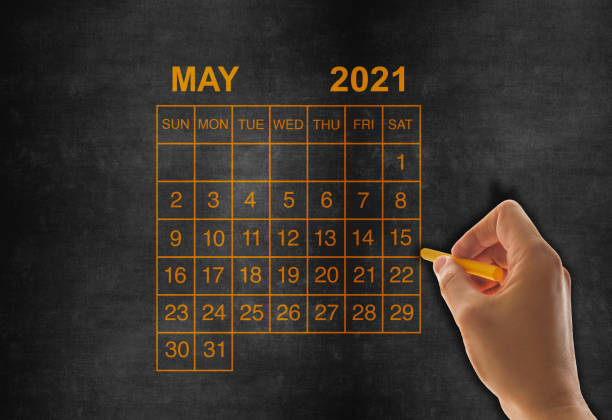 2021 calendar May on chalkboard
