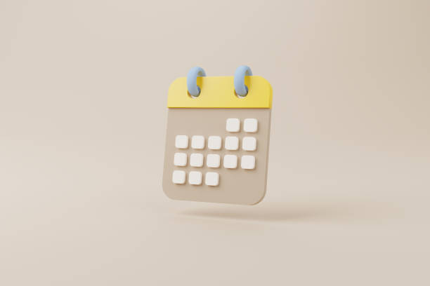 Calendar minimal simple design on brown background. 3d rendering illustration stock photo