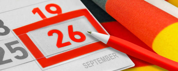 Calendar September 26  2021 and German Flag Calendar September 26  2021 and German Flag german social democratic party stock pictures, royalty-free photos & images