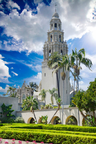 California Tower next to the Museum of Us in Balboa Park, San Diego CA stock photo