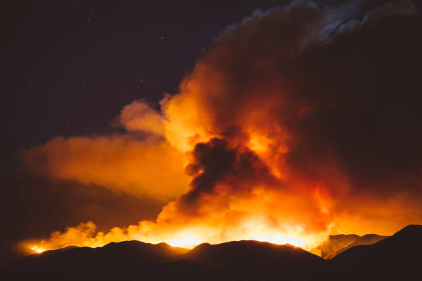 Photo of California wildfire burning at night - Sand Fire July 22, 2016
