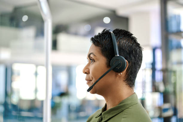 Call centre agents are at the heart of the customer service experience stock photo