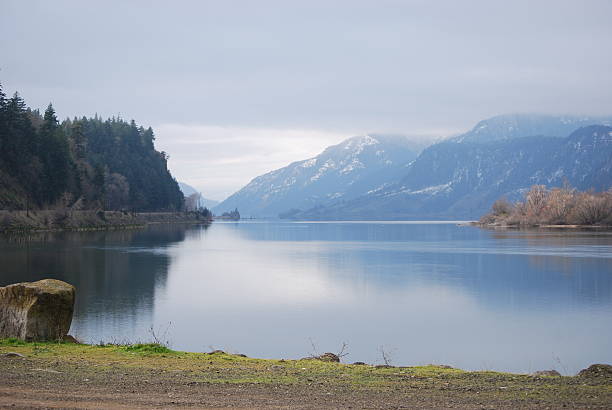 Calm Columbia River stock photo