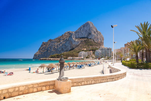 Calpe, Spain Calpe, beach from promenade perspective calpe stock pictures, royalty-free photos & images