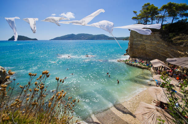 Cameo island with famous beach, Zakynthos, Greece stock photo