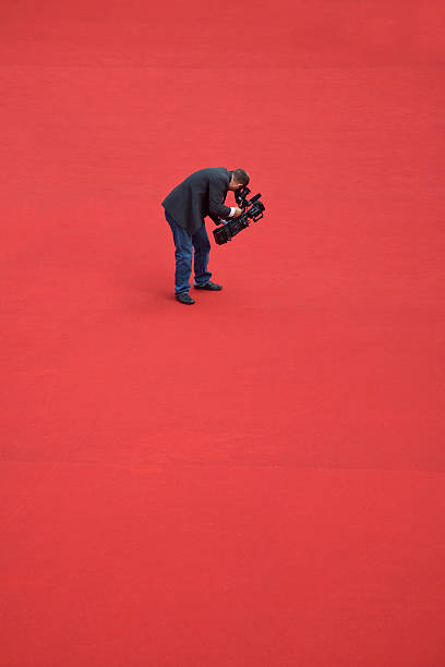 Camera operator on red carpet stock photo