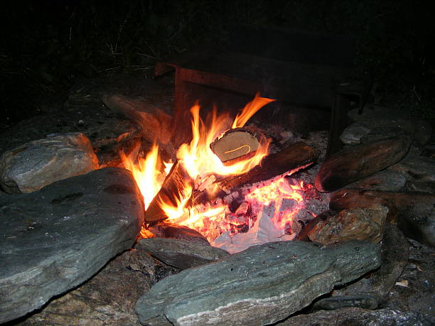 Camp Fire stock photo