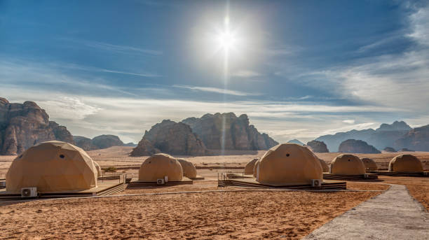 Camp in wadi Rum desert, Jordan Bedouin, Awe, Camping, Jordan - Middle East, Tent jordan middle east stock pictures, royalty-free photos & images