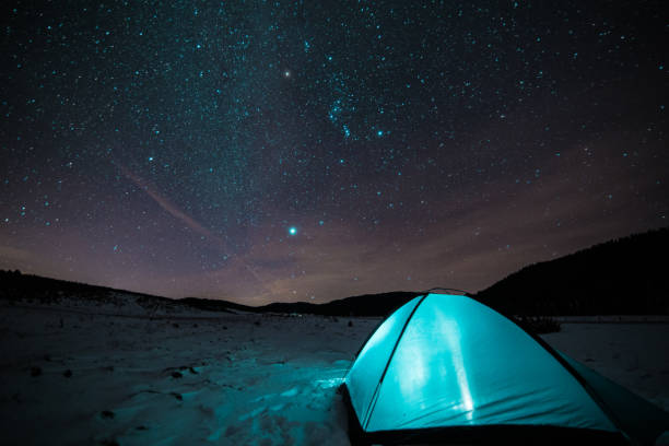 Camp Site Underneath Sky Full Of Stars Stock Photo Download Image Now Istock