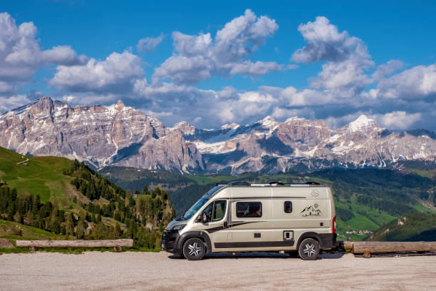 Camping in South Tyrol, Italy stock photo