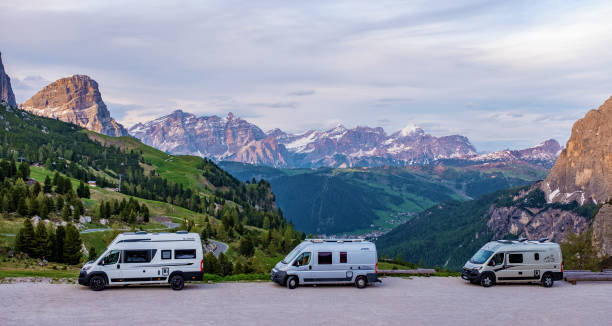 Camping in South Tyrol, Italy stock photo