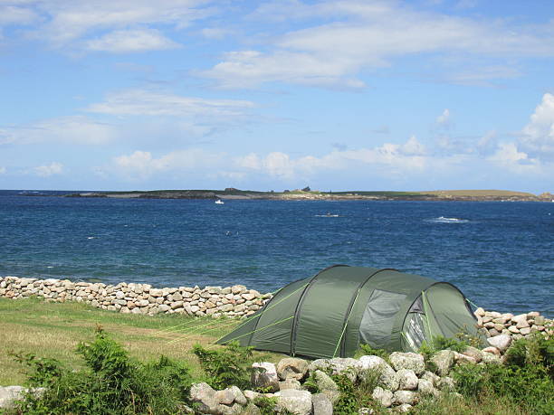 camping in the Scilly isles stock photo