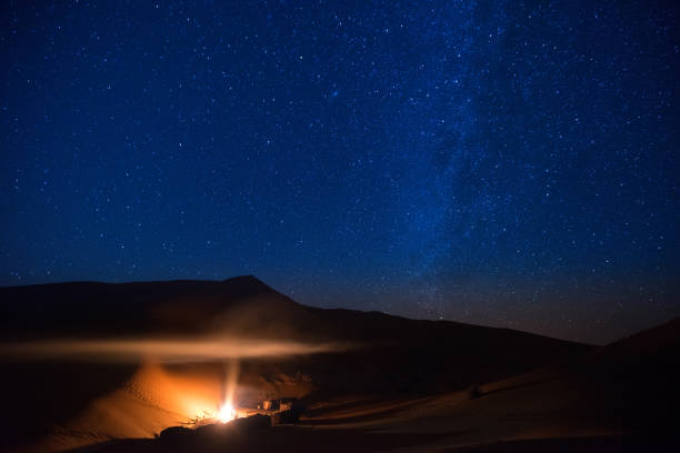 Campsite in Sahara, Morocco stock photo