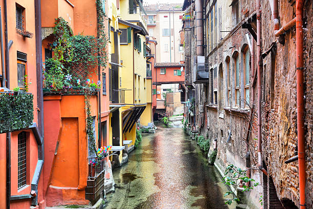 Canal in Bologna Canal in the old town of Bologna, Italy emilia romagna stock pictures, royalty-free photos & images