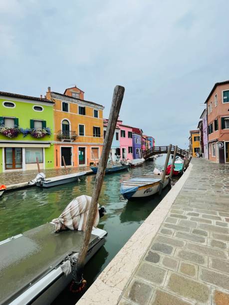 Canal in Burano stock photo