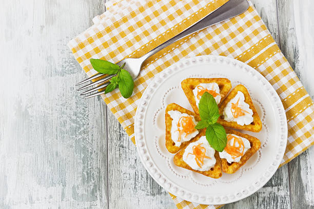 canape with cottage cheese stock photo