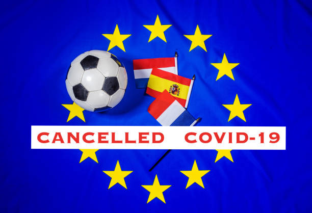 Cancelled EU Soccer due to Covid-19 Delayed, postponed and cancelled European Soccer and football competitions due to the corona Covid-19 virus outbreak la liga stock pictures, royalty-free photos & images