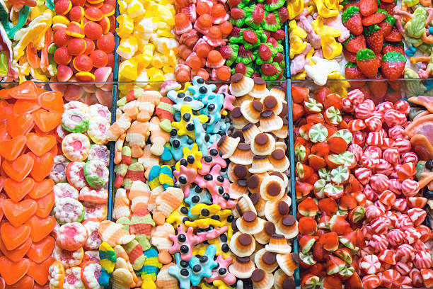 Candy and jelly for sale Candy and jelly for sale at the Boqueria market in Barcelona pick and mix stock pictures, royalty-free photos & images