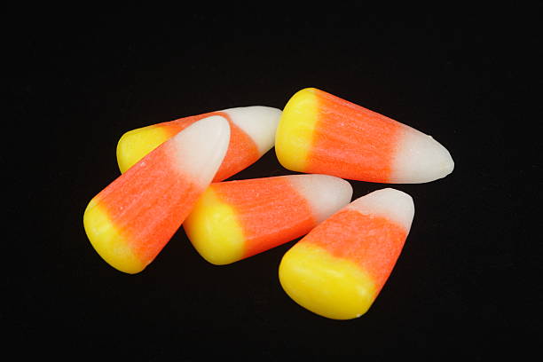 Candy Corn Close-Up With a Black Background stock photo