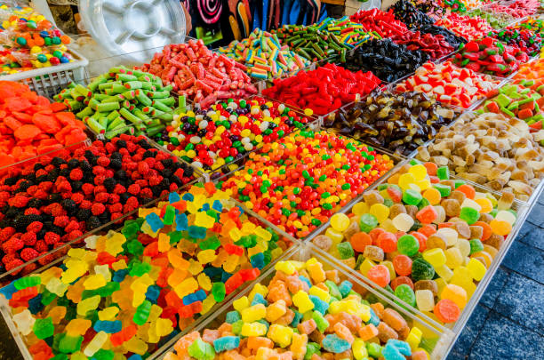 Candy for sale in Jerusalem's Mahane Yehuda market Assorted candy for sale in the Souk, also called the Mahane Yehuda market in Jerusalem, Israel candy store stock pictures, royalty-free photos & images