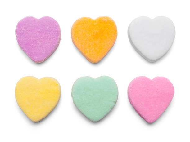 Candy Hearts Valentines Candy Hearts Isolated on White Background. candy stock pictures, royalty-free photos & images