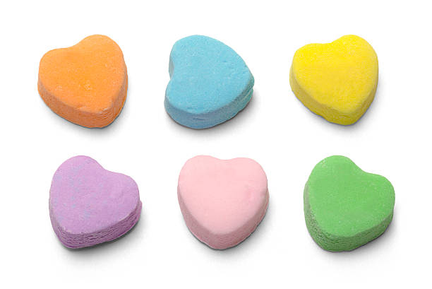 Candy Hearts Blank Candy Valentiens Hearts Isolated on White Background. candy stock pictures, royalty-free photos & images