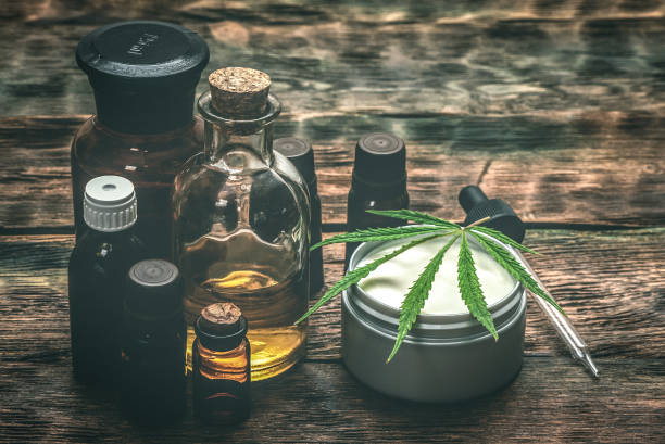 Cannabis cosmetics. stock photo