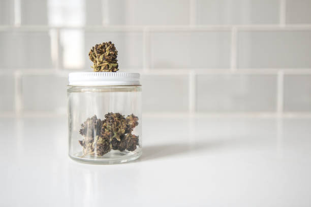 Cannabis in Glass Jar stock photo